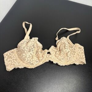 Body By Victoria Secret Unlined Demi Bra‎ Size 34B Lace Beige